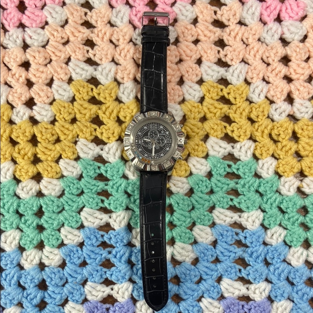 Ice Zone Leather Men's Watch Untested Needs Battery